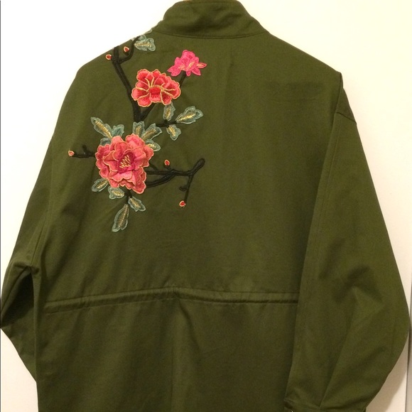 ZARA Embroidered Green Parka Jacket - M - Picture 5 of 8